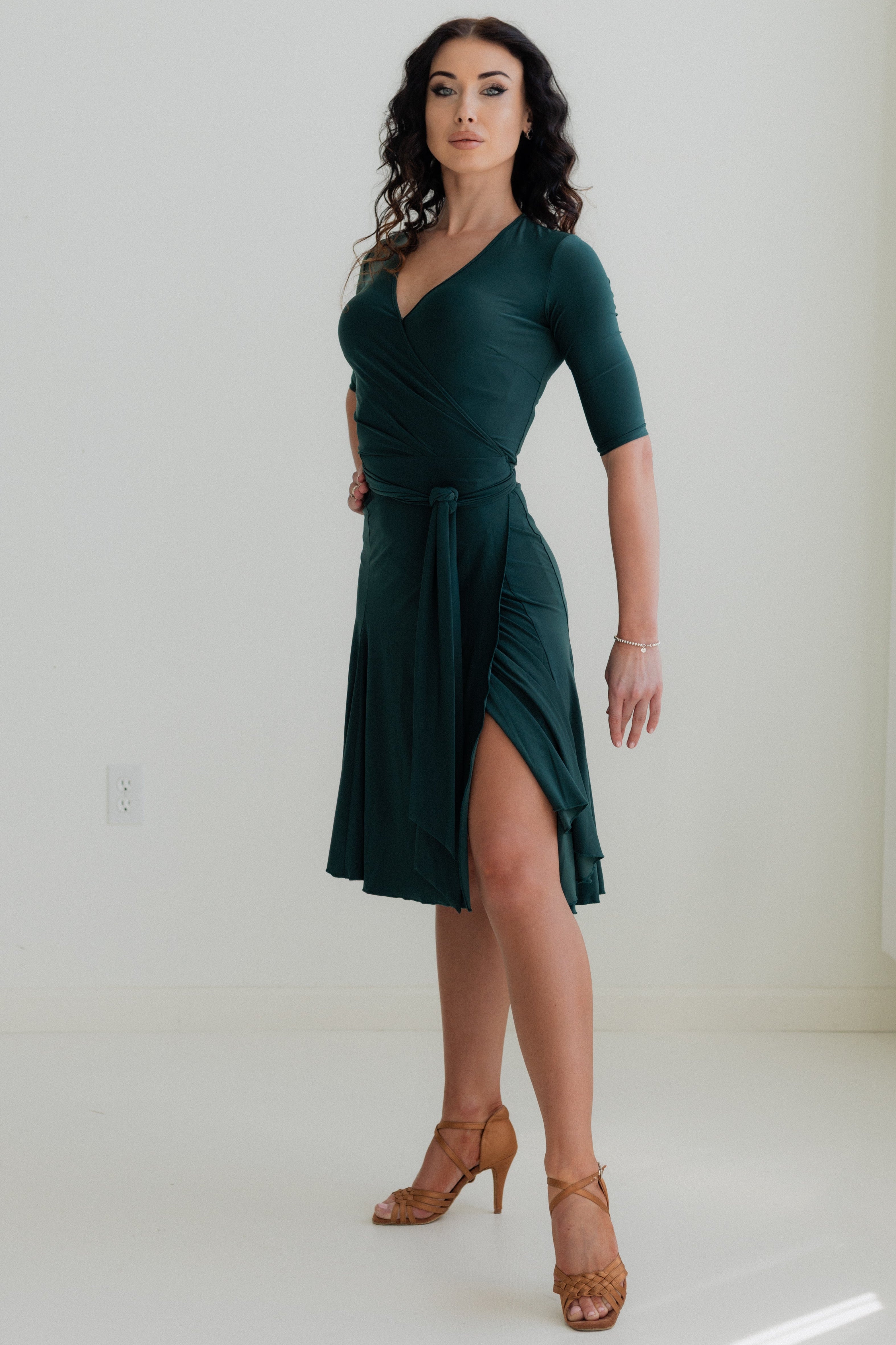 Klaudia Wrap Dress - Emerald Smoke