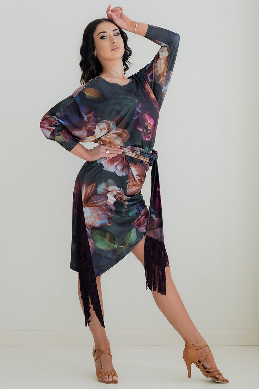Noelle Fringe Dress - Midnight Bloom