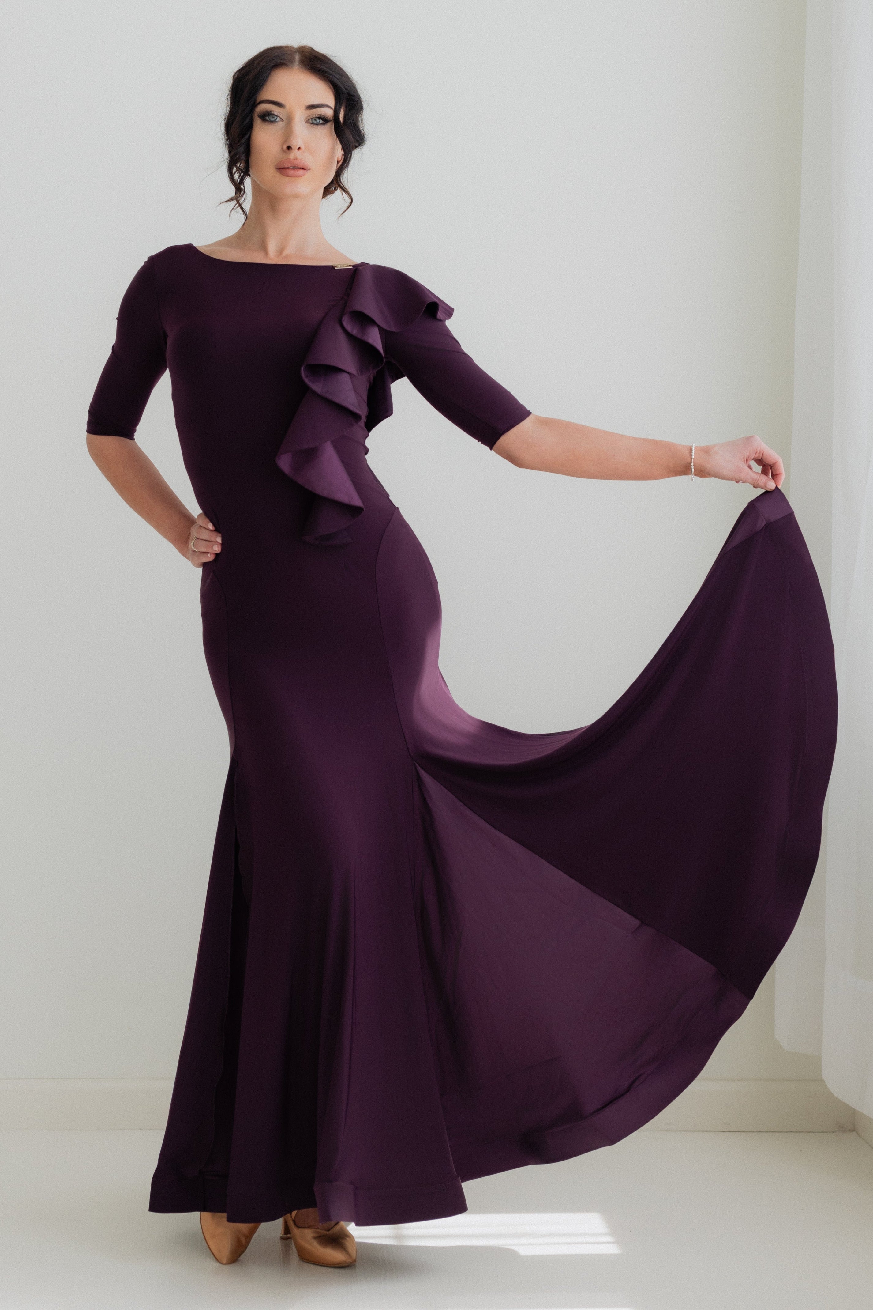 Federica Ruffle Gown - Plum