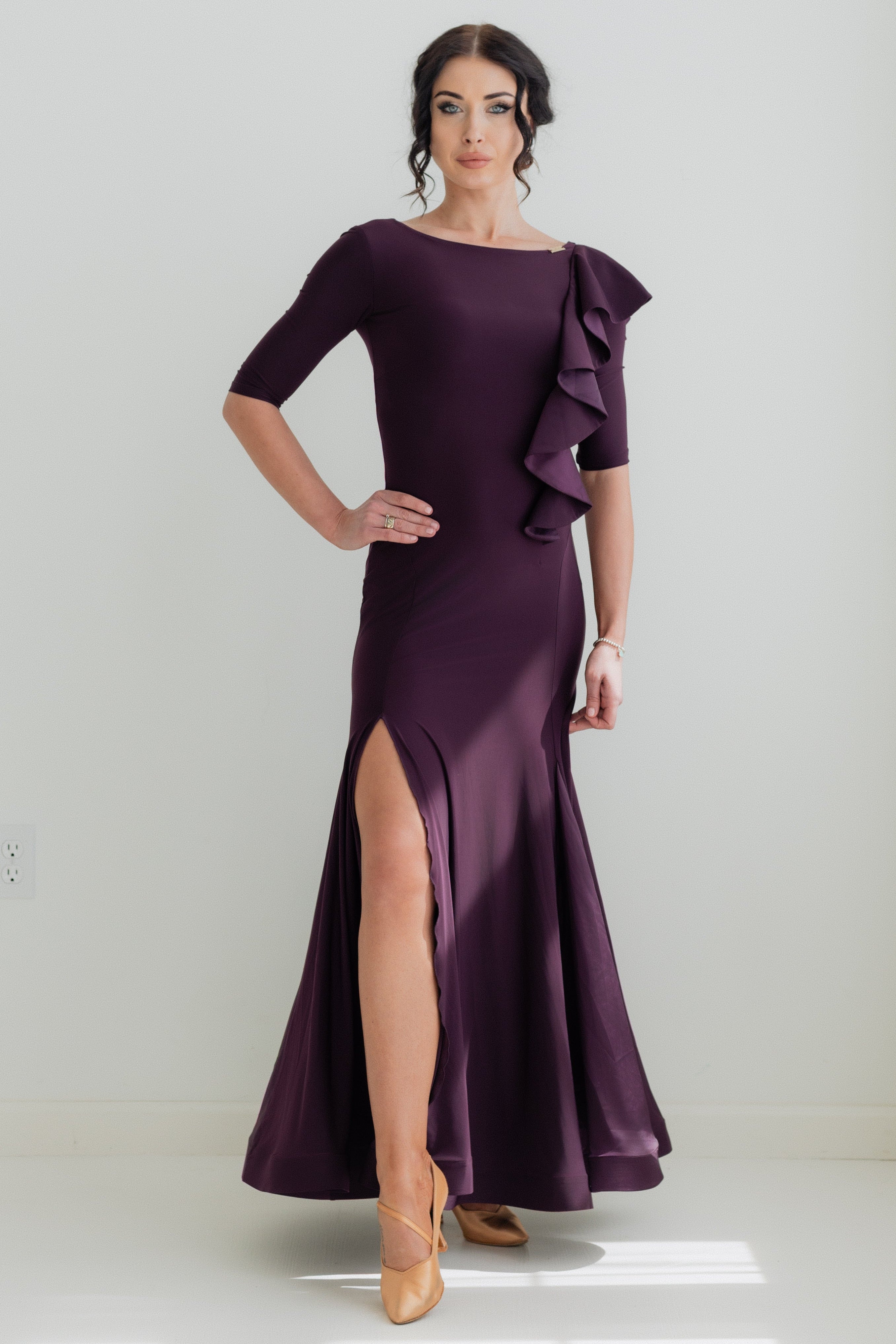 Federica Ruffle Gown - Plum