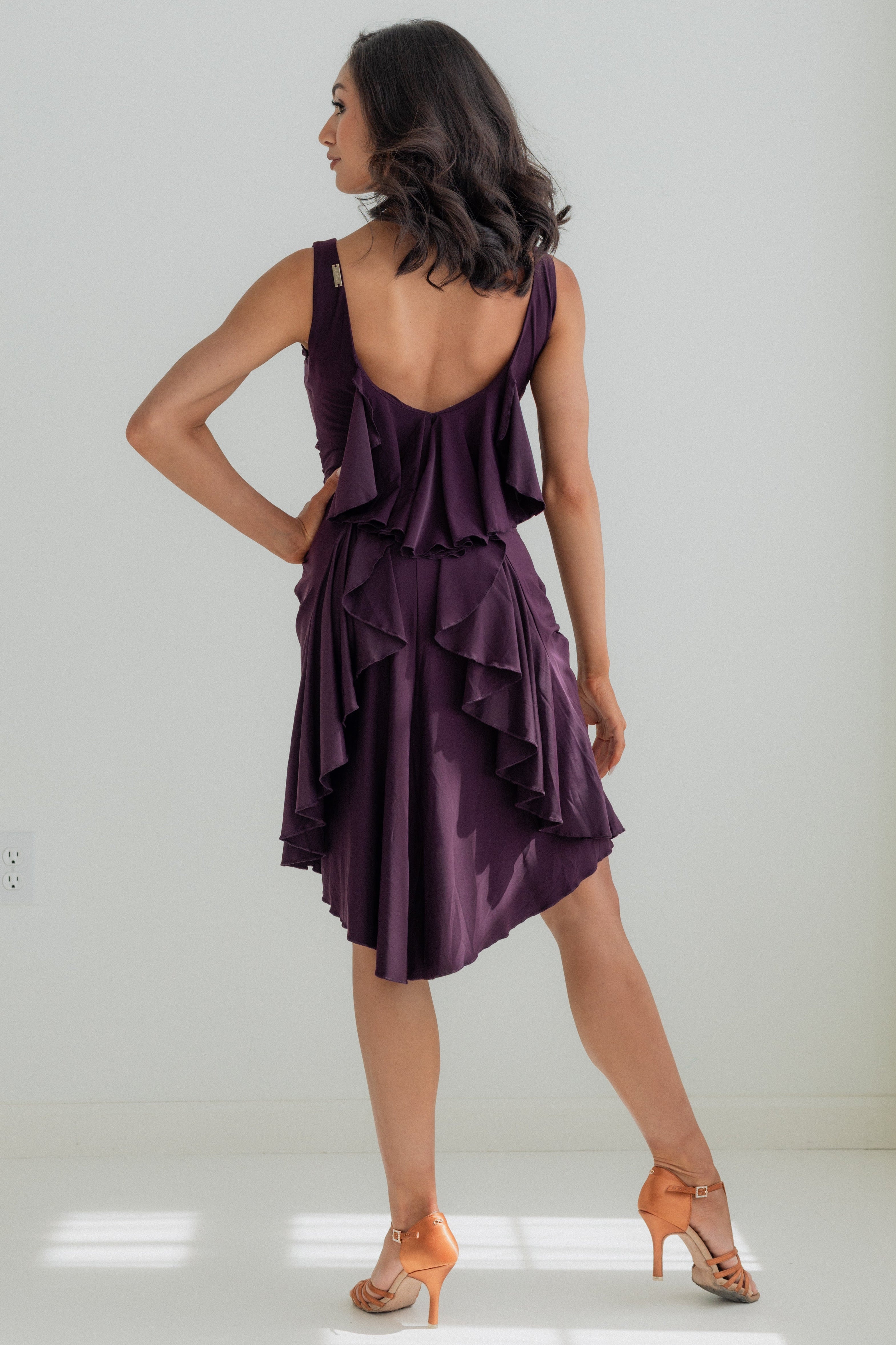 Juliette Ruffle Dress - Plum