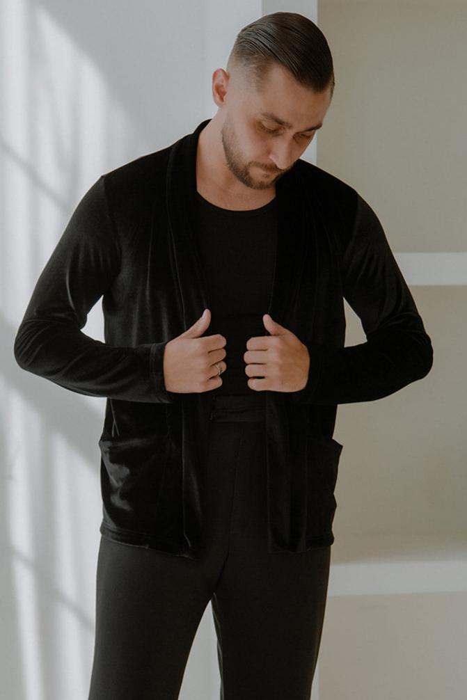 Roman Cardigan - Black Velvet