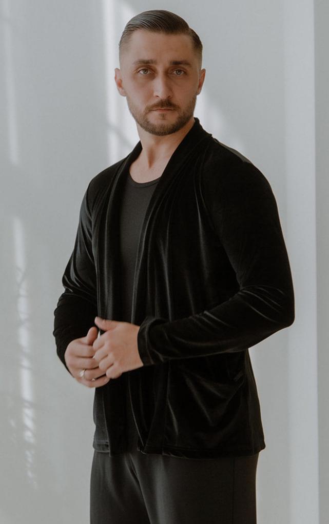 Roman Cardigan - Black Velvet