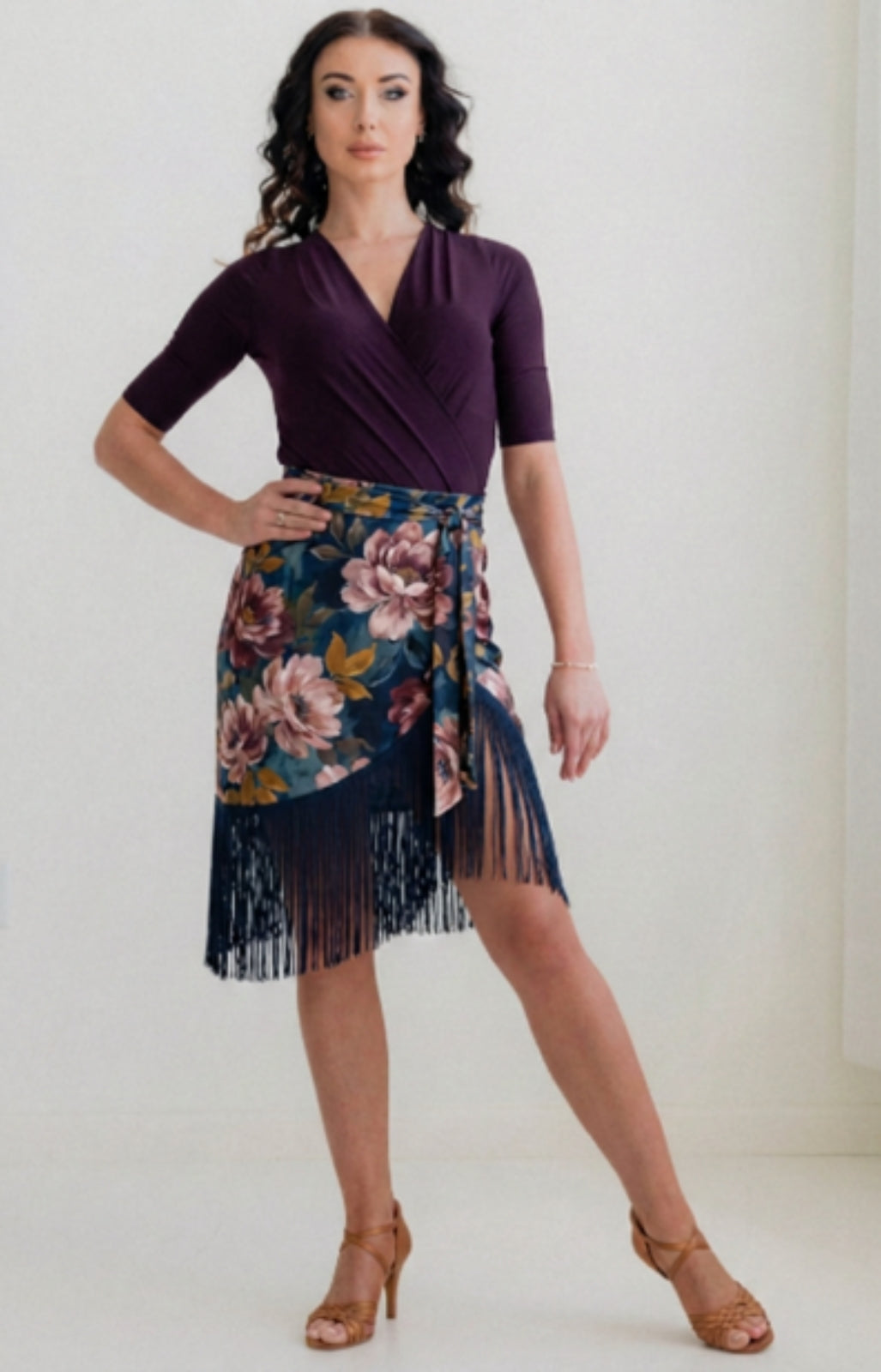 Frankie Fringe Skirt - Midnight Bloom
