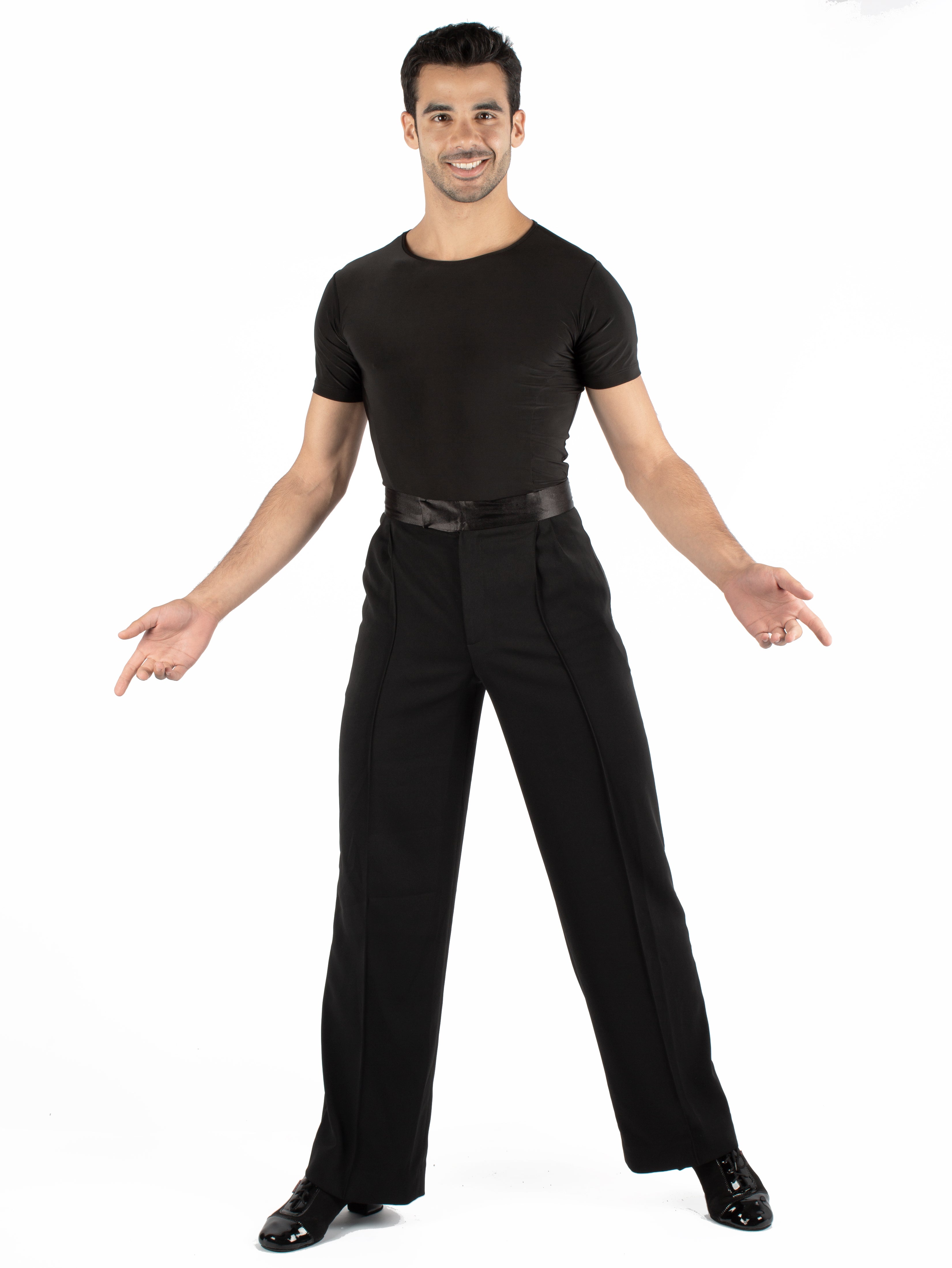 Short sleeved simplicity with an all mesh back. Super soft spandex, trunks attached with snap closure.