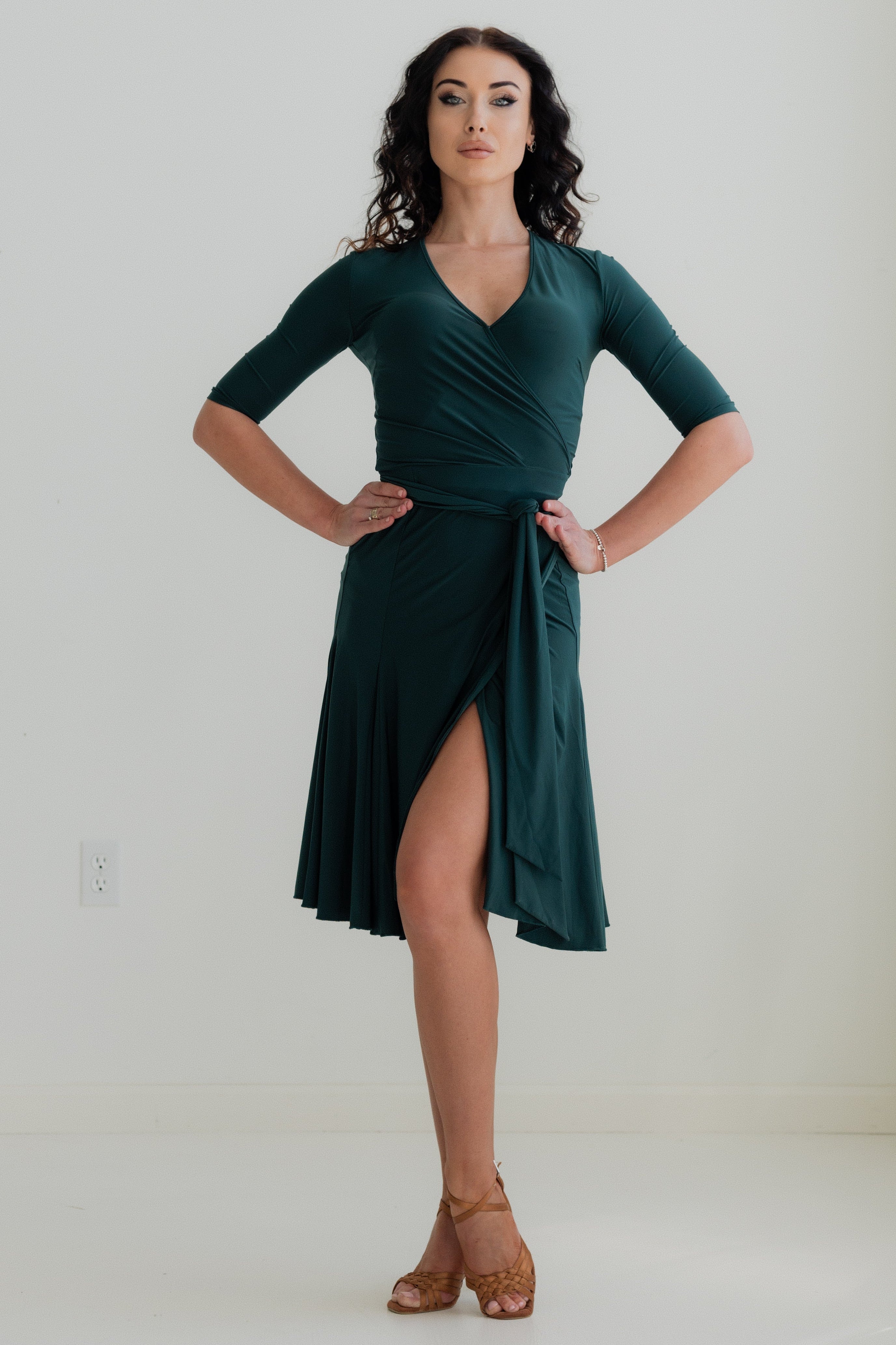 Klaudia Wrap Dress  - Emerald Smoke