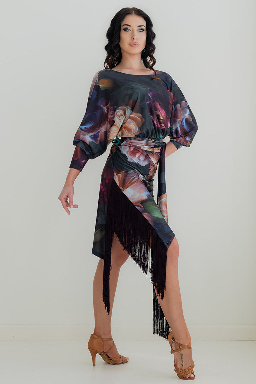 Noelle Fringe Dress - Midnight Bloom