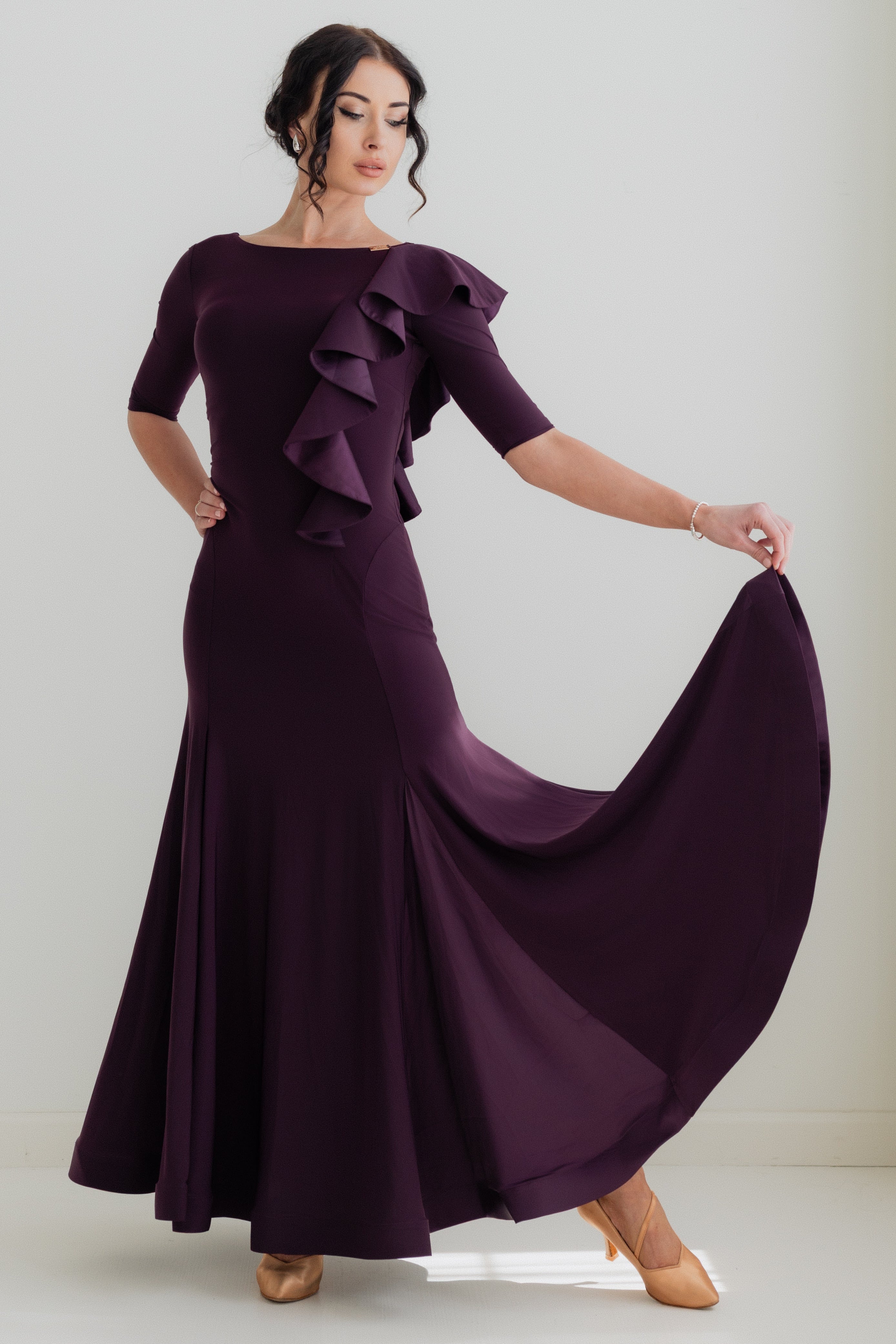 Federica Ruffle Gown - Plum