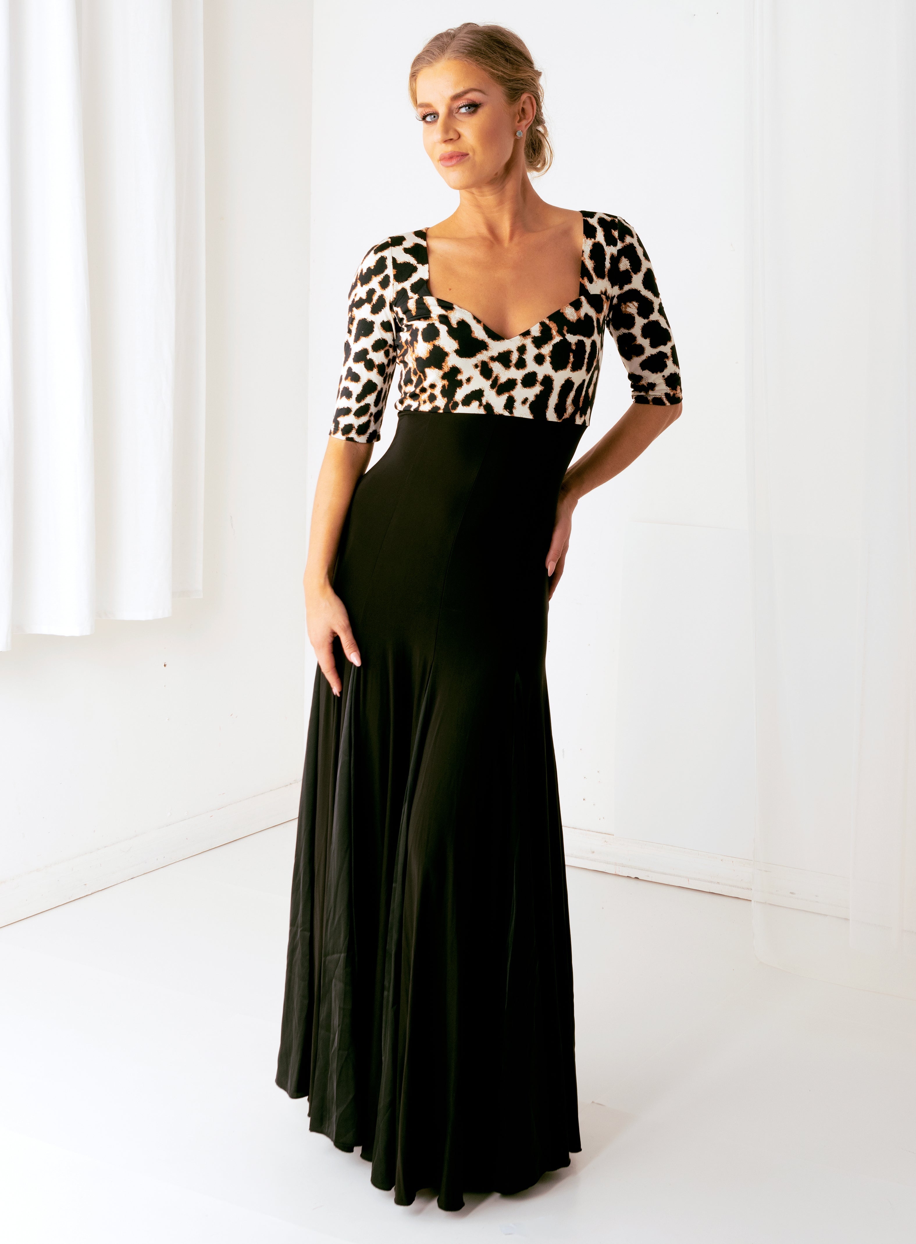 Jade Gown - Black/Animal Print