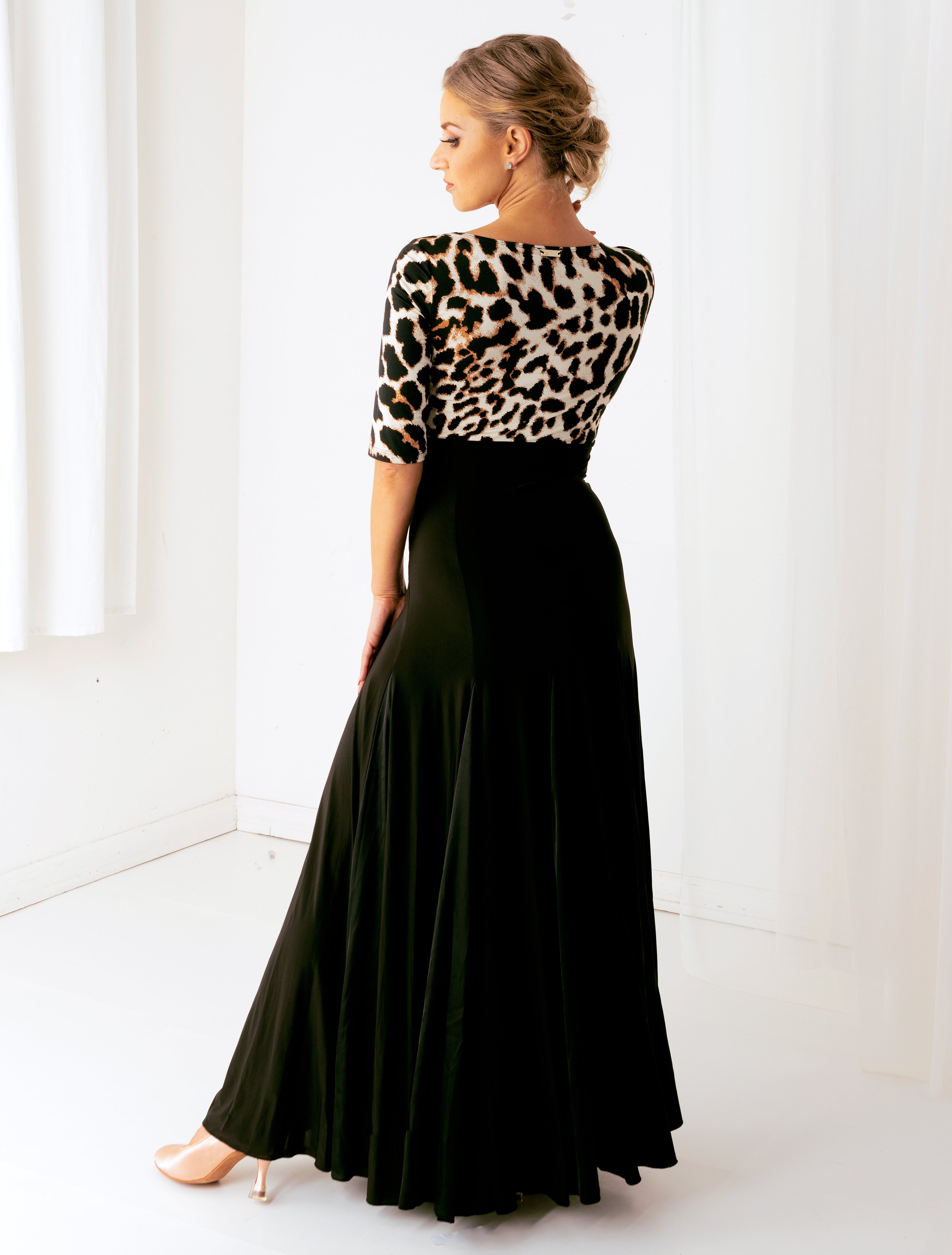 Jade Gown - Black/Animal Print